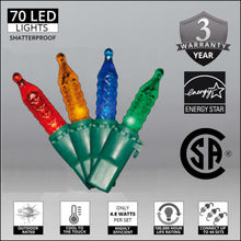 Cargar imagen en el visor de la galería, Multicolor faceted M5 shatterproof christmas lights with energy chart