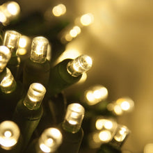 Load image into Gallery viewer, warm white 5mm wide angle LED mini string lights illuminated in sample display
