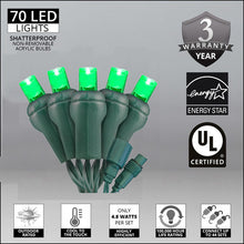 Load image into Gallery viewer, Commercial Co-Axil Green 70 Light LED 5mm Outdoor Christmas Mini Light Set

