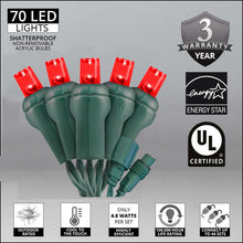 Load image into Gallery viewer, Commercial Co-Axil Red 70 Light LED 5mm Outdoor Christmas Mini Light Set
