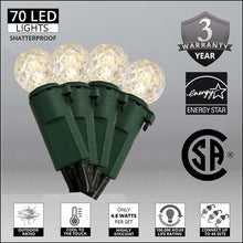 Load image into Gallery viewer, Warm White 70 Light LED Faceted G12 Outdoor Christmas Mini Light Set
