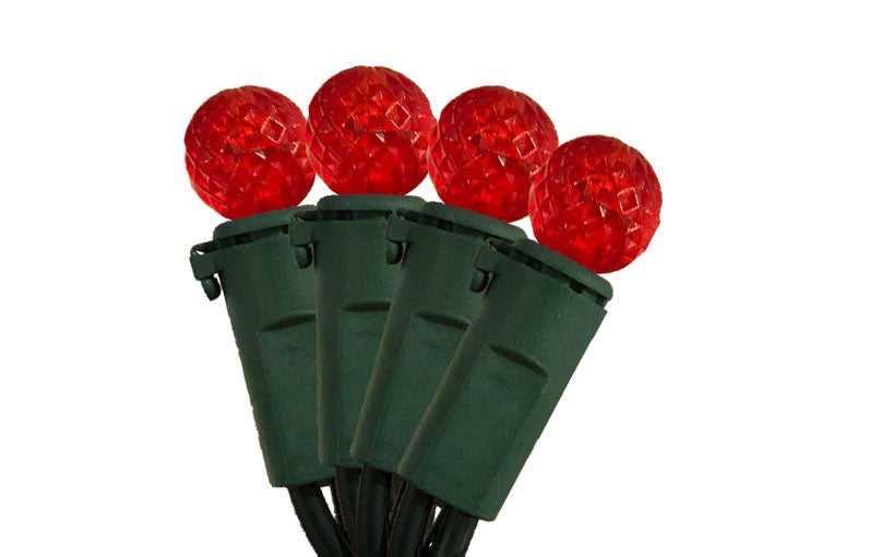 Case 24 Red 70 Light LED Faceted G12 Outdoor Christmas Mini Light Set