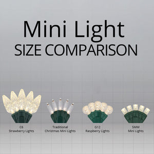 Warm White 70 Light LED Faceted G12 Outdoor Christmas Mini Light Set