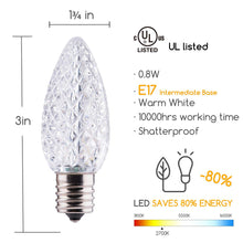 Load image into Gallery viewer, Warm White C9 LED Replacement Bulbs Faceted LED Christmas Light Bulb 5 Diodes in Each Bulb Fits E17 Socket  box 25
