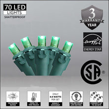 Load image into Gallery viewer, Green 70 Light LED Commercial 5mm Outdoor Christmas Mini Light Set
