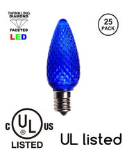 Load image into Gallery viewer, BLUE C9 LED Replacement Bulbs Faceted Blue LED Christmas Light Bulb 5 Diodes in Each Bulb Fits E17 Socket  box 25
