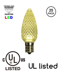 Warm White C9 LED Replacement Bulbs Faceted LED Christmas Light Bulb 5 Diodes in Each Bulb Fits E17 Socket  box 25