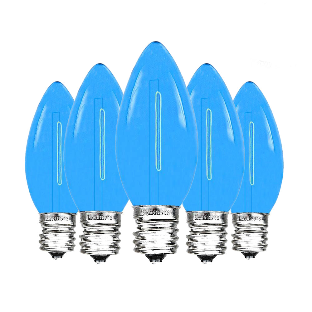 Blue C9 LED Replacement Bulbs filament  LED Christmas Light Bulb Shatterproof Bulb Fits E17 Socket  box 25