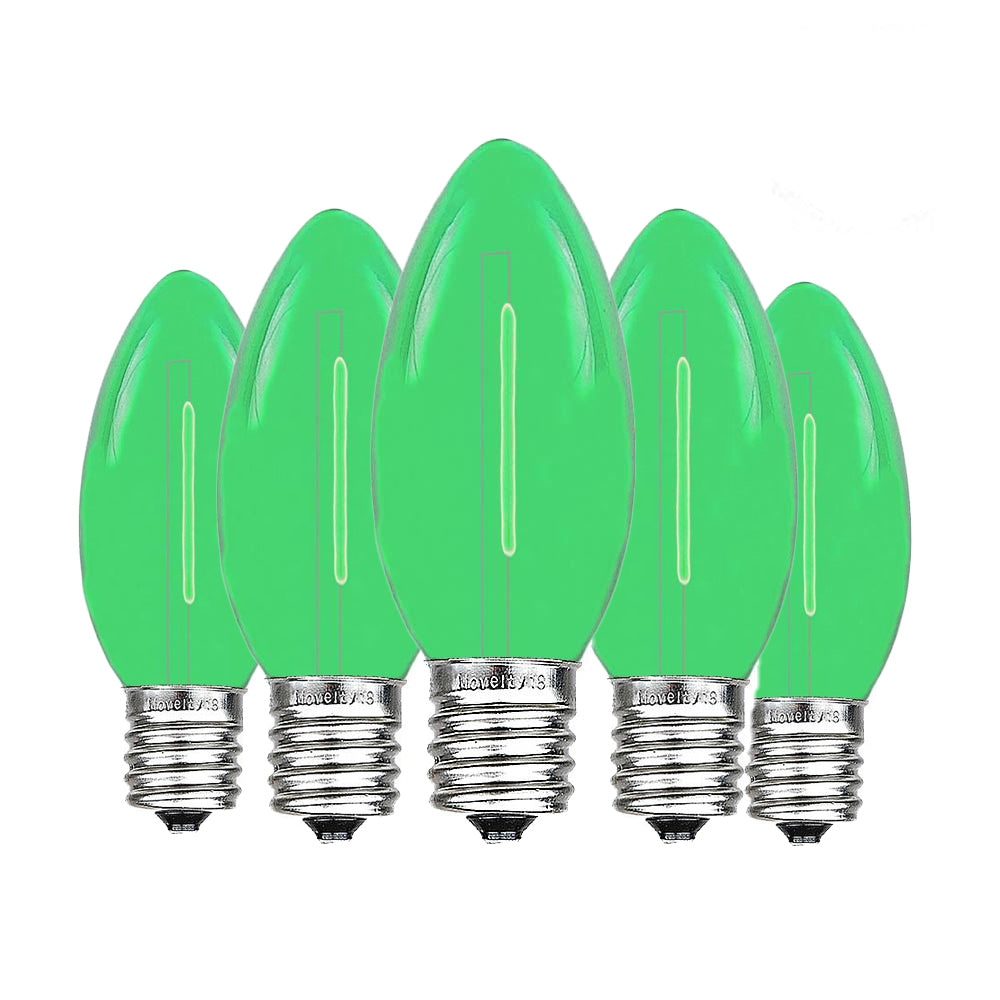 Green C9 LED Replacement Bulbs filament  LED Christmas Light Bulb Shatterproof Bulb Fits E17 Socket  box 25