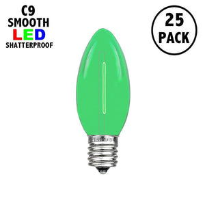 Green C9 LED Replacement Bulbs filament  LED Christmas Light Bulb Shatterproof Bulb Fits E17 Socket  box 25