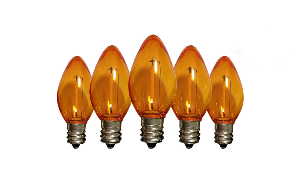 Orange C9 LED Replacement Bulbs filament  LED Christmas Light Bulb Shatterproof Bulb Fits E17 Socket  box 25