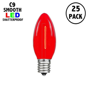 RED C9 LED Replacement Bulbs filament  LED Christmas Light Bulb Shatterproof Bulb Fits E17 Socket  box 25