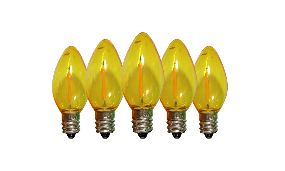 Yellow C9 LED Replacement Bulbs filament  LED Christmas Light Bulb Shatterproof Bulb Fits E17 Socket  box 25