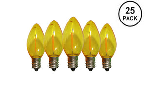 Yellow C9 LED Replacement Bulbs filament  LED Christmas Light Bulb Shatterproof Bulb Fits E17 Socket  box 25