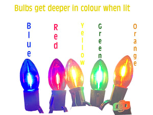 Blue C9 LED Replacement Bulbs filament  LED Christmas Light Bulb Shatterproof Bulb Fits E17 Socket  box 25
