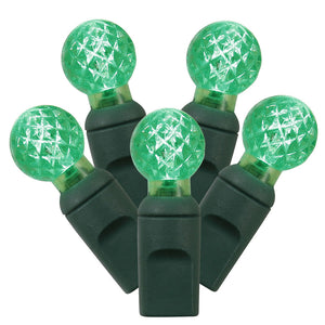 Case 24 Green 70 Light LED Faceted G12 Outdoor Christmas Mini Light Set