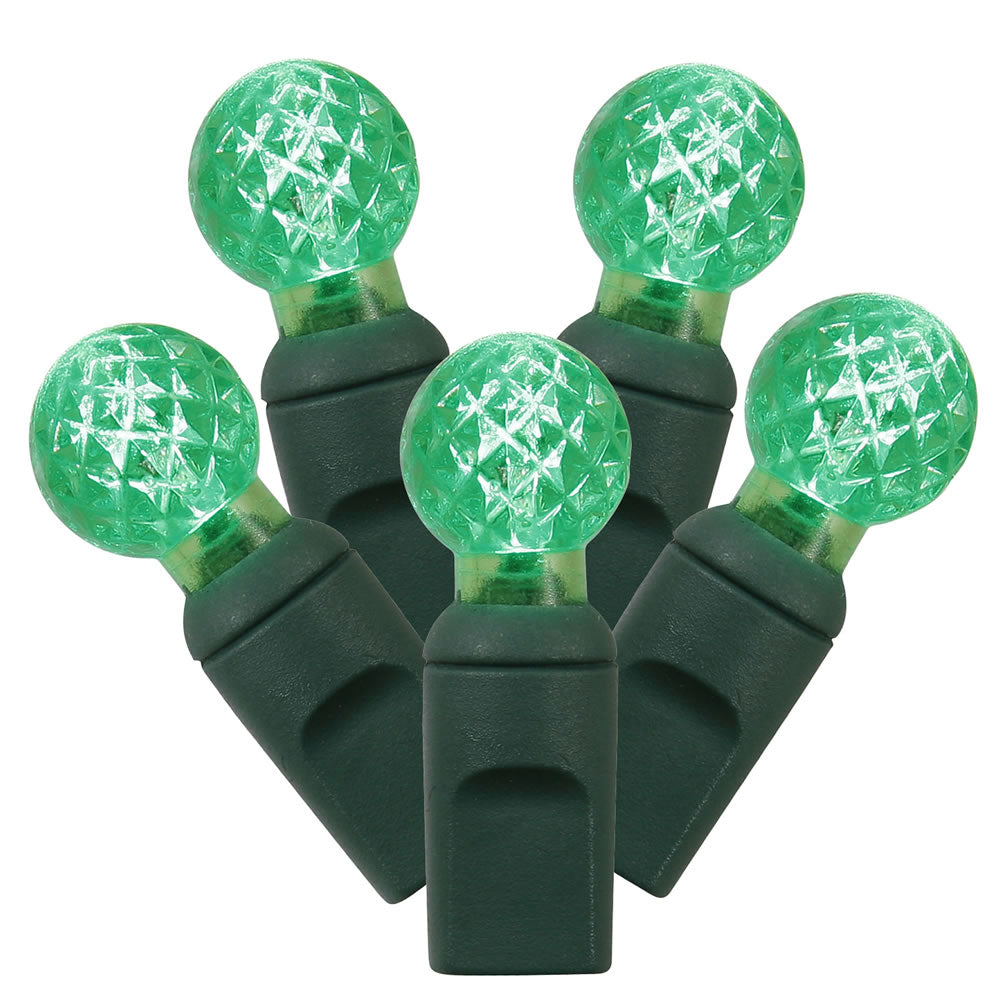 Case 24 Green 70 Light LED Faceted G12 Outdoor Christmas Mini Light Set