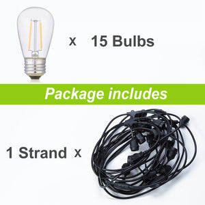 Outdoor Weatherproof UL 15 Lights E26 led Garden Patio String Light